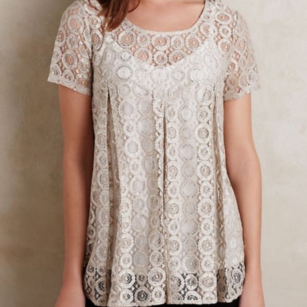 Akemi + Kin Lyra Metallic Lace Blouse